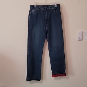 Eddie Bauer plaid lined jeans. Size 8